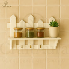 PVC Waterproof Wall Shelf with Key Holder & 3 Metal Hooks