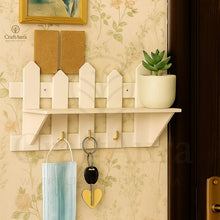 PVC Waterproof Wall Shelf with Key Holder & 3 Metal Hooks