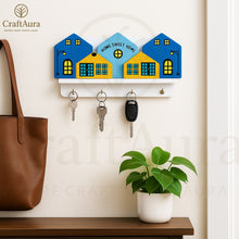 Home Sweet Home MDF Wooden Key Holder with 4 Metal Hooks