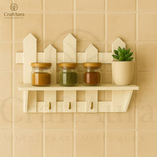 PVC Waterproof Wall Shelf with Key Holder & 3 Metal Hooks