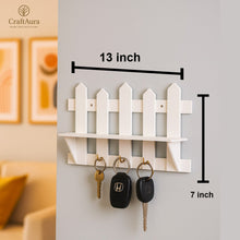 PVC Waterproof Wall Shelf with Key Holder & 3 Metal Hooks