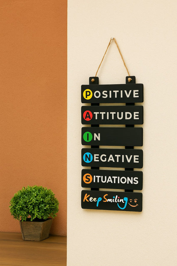 CraftAura Wooden Motivational Wall Sign – Positive Attitude Home & Office Décor