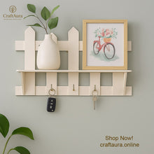 PVC Waterproof Wall Shelf with Key Holder & 3 Metal Hooks